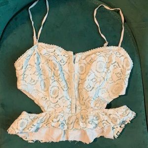 Kendall And Kylie Blue Corset Side Cut Out Top